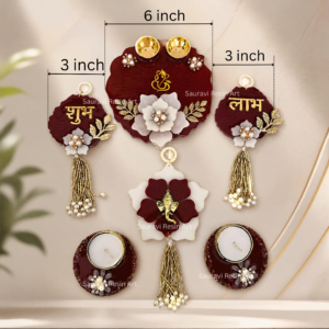 Handcrafted Resin Puja Thali Set with Shubh Labh, Diya & Ganesha Wall Hanging – Indian Festive & Home Decor Gift Set